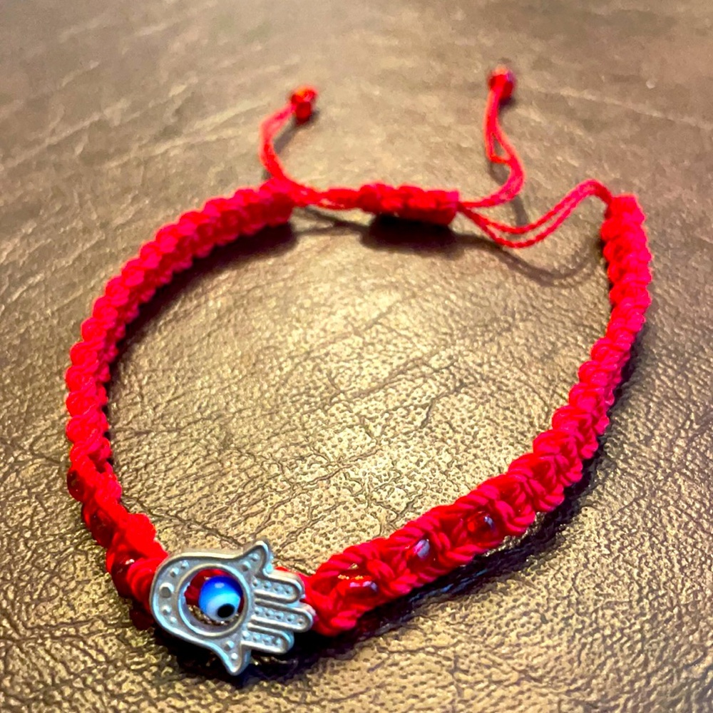 Red evil eye adjustable String Bracelet